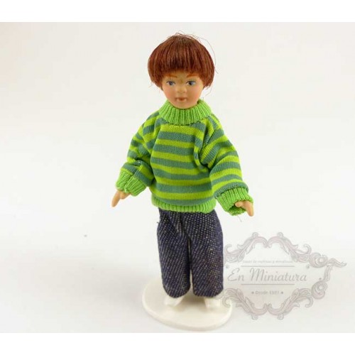 Boy doll with green sweater