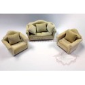 Velvet cream armchairs set
