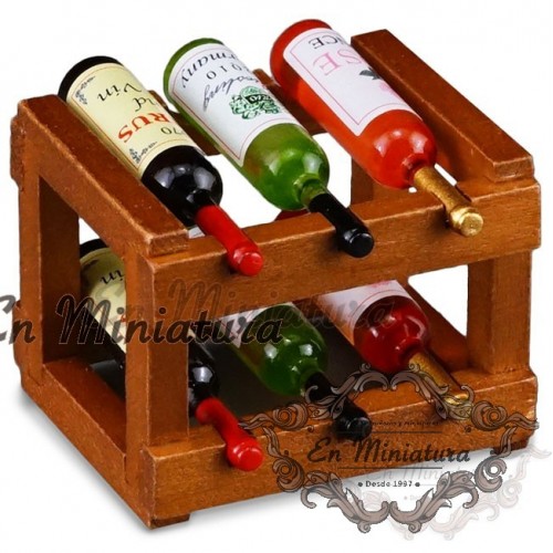 Bottle rack with wine bottles