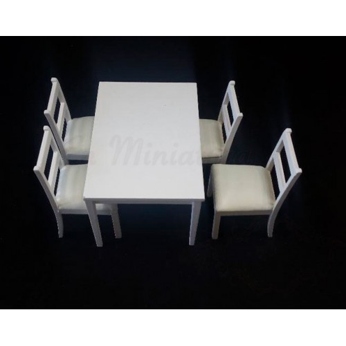 Table set and four modern chairs