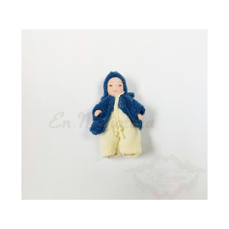 Baby in miniature blue suit