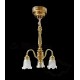Ceiling lamp, golden with three globes.