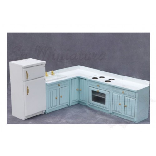 Complete kitchen furniture with refrigerator