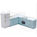 Complete kitchen furniture with refrigerator