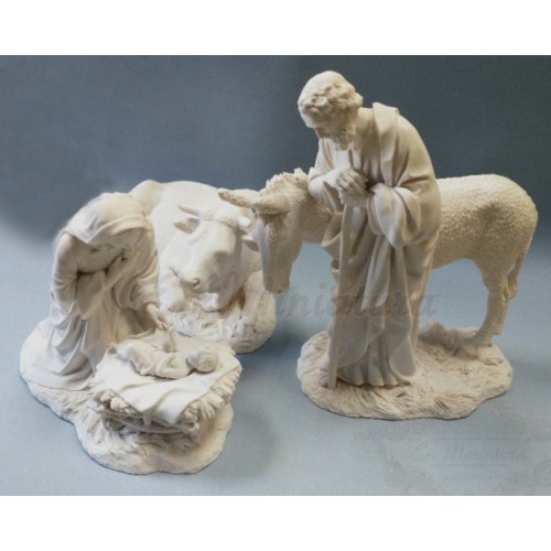 Nativity scene with marble animals