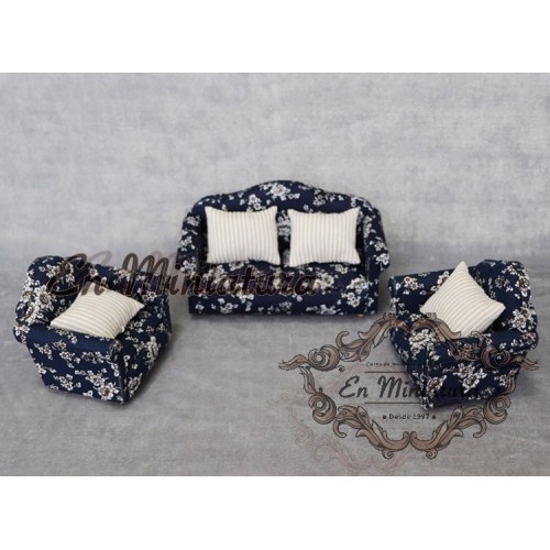 Navy armchairs set with flowers