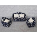 Navy armchairs set with flowers