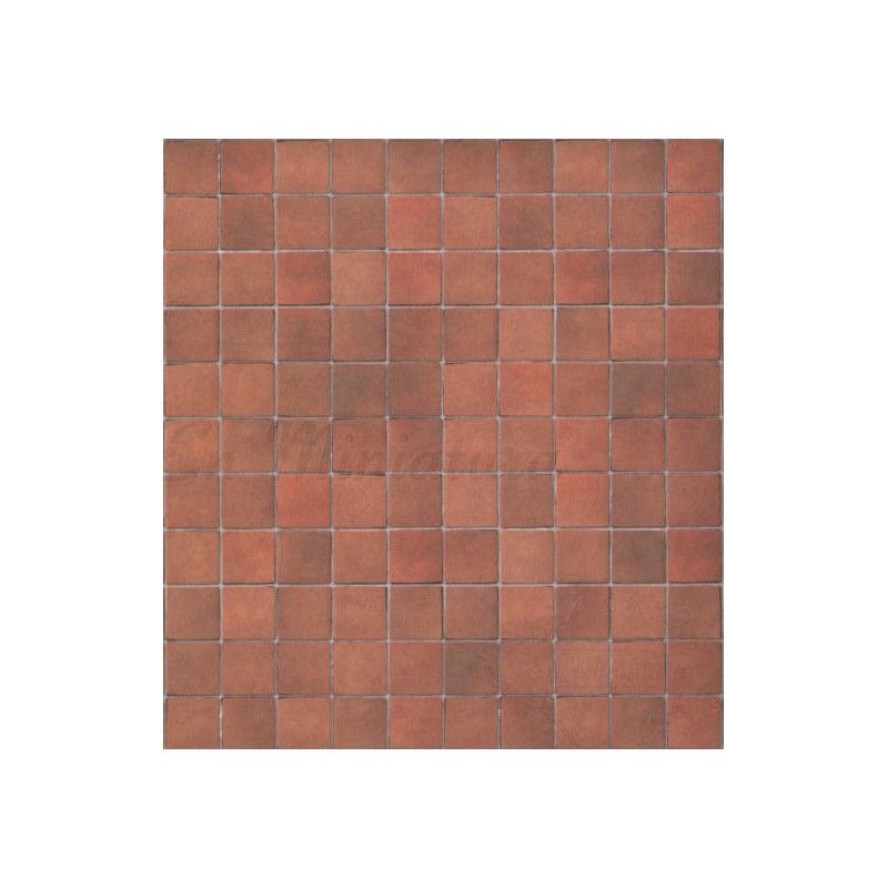 Red tile floor paper with relief (Tile size 1,7cm x 1,7cm)