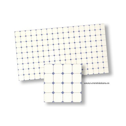 Azulejos blanco con cuña azul