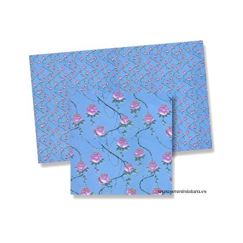 Blue paper with roses